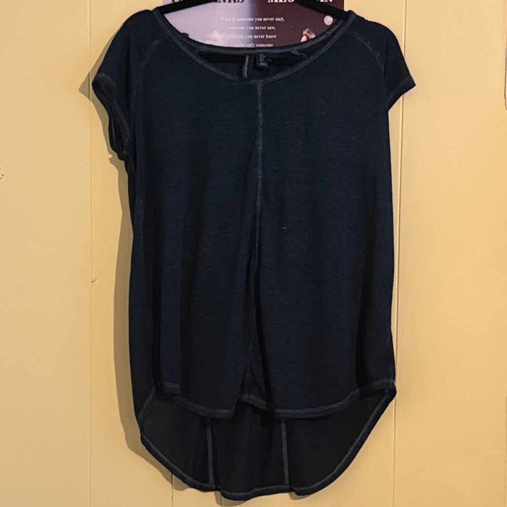 Cynthia Rowley Black Short Sleeve High-Low Tee